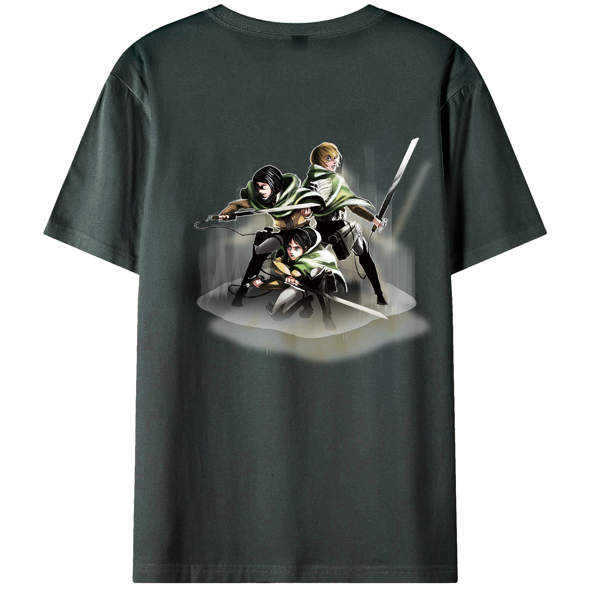 （画像用） 進撃の巨人 Attack on Titan 綿100％ メンズ半袖Tシャツ（バックプリント） 通気性